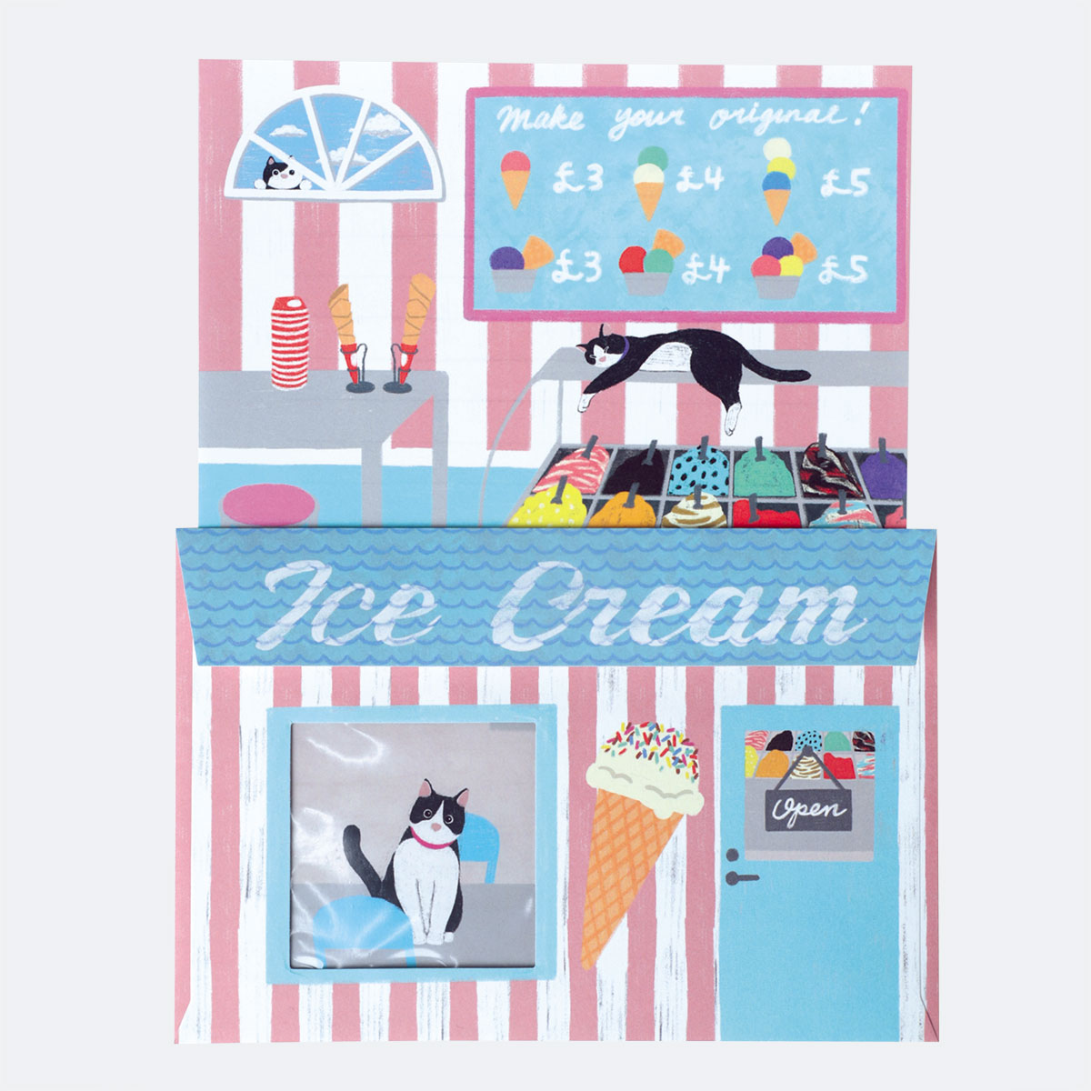【レターセット】<br />
 ネコ アイスクリーム屋さん
